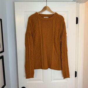 Tradlands Mustard Cable-Knit Crewneck Sweater